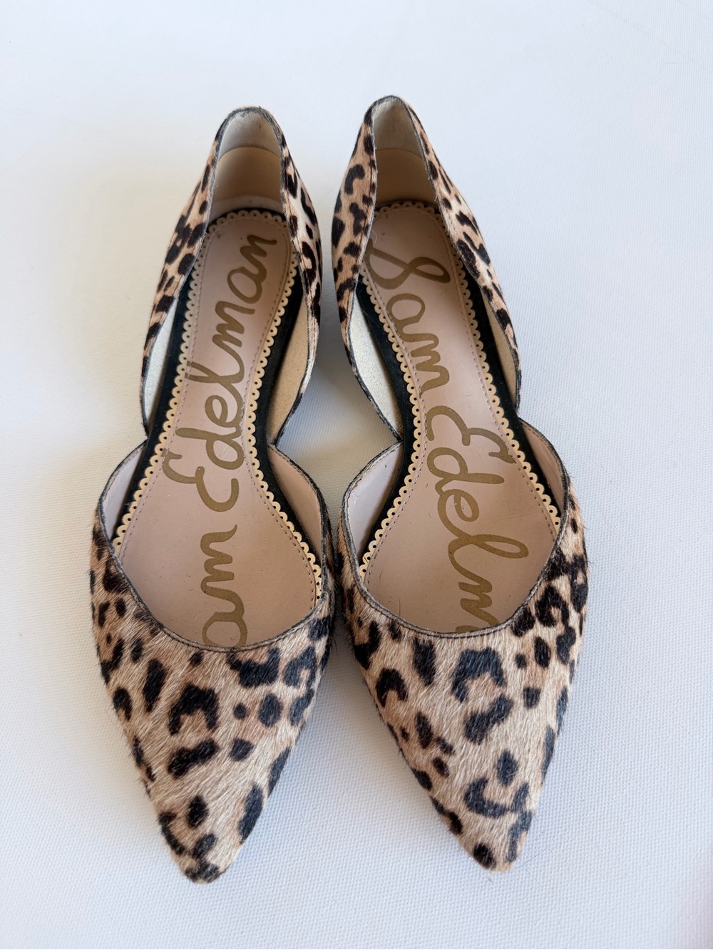 Sam Edelman Rodney Leopard Calf Hair D’Orsay Pointed Flats Size 7.5